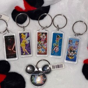 Disney Keychain Set with Black, Red, Yellow, and Blue Accents